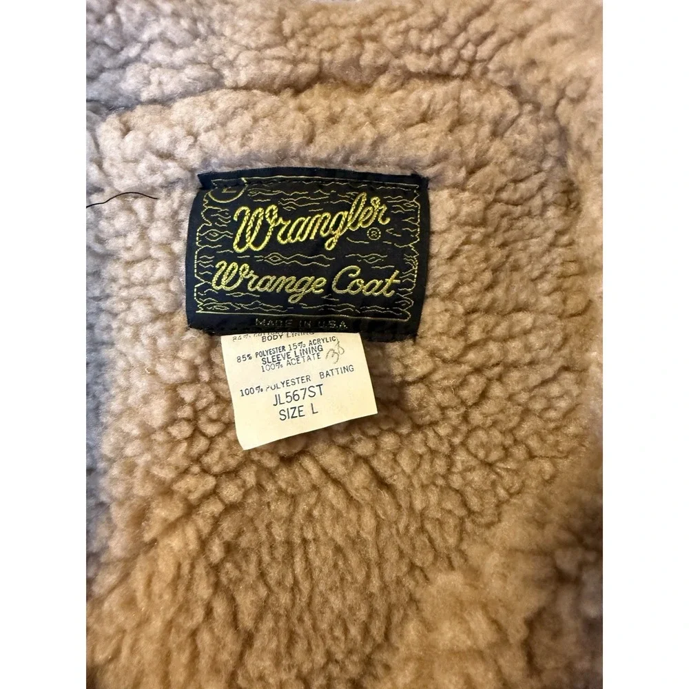 Vintage 80s Wrangler Wrange Coat Corduroy Sherpa Lined Men Large Tan Western USA